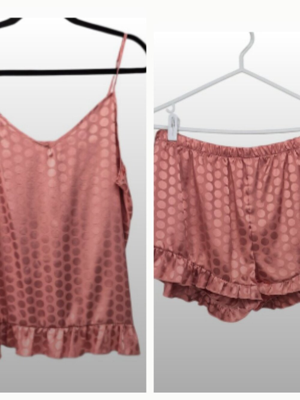 Marilyn Munroe Sleeveless Polka Dot Cami Tank Top Tap Shorts Set Dusty Rose XL